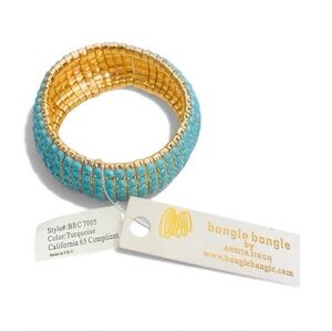 NWT Amrita Singh Turquoise Gold Tone Stretchy Bracelet
